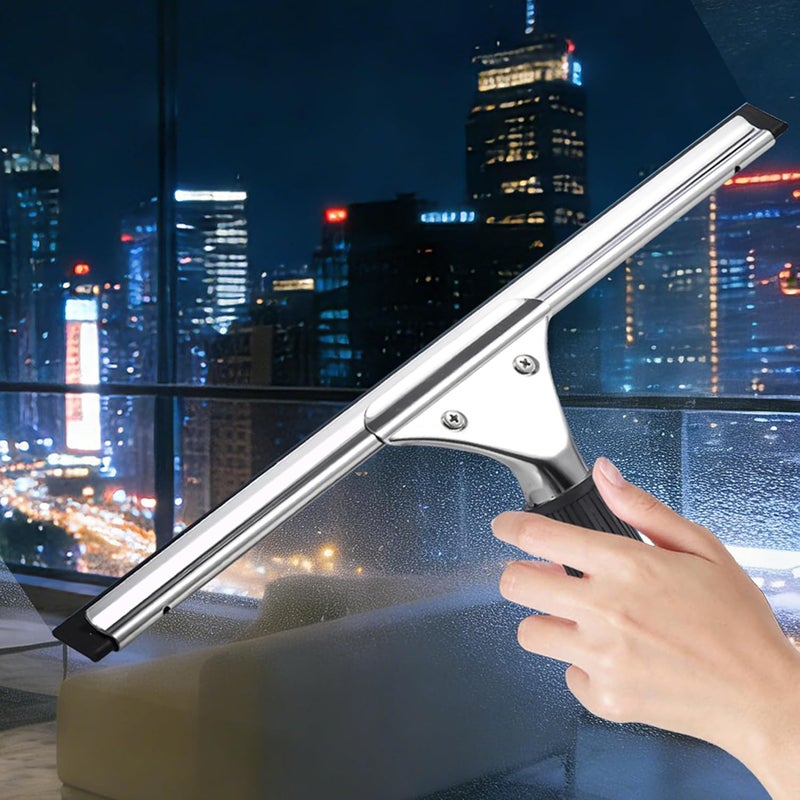 MRDARENSU 14-inch Squeegee for Shower Glass & Window Cleaning, Professional Stainless Steel Squeegee with Durable Handle for Streak-Free Glass, Mirror, Tile & All Smooth Surfaces - Image 3